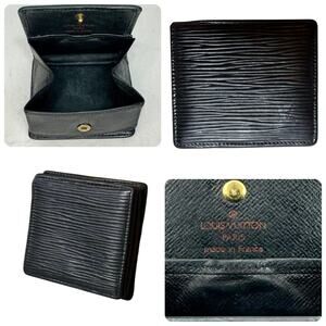 Louis Vuitton Black Epi Leather Porte Monnaie Boite Coin Case Wallet M63697